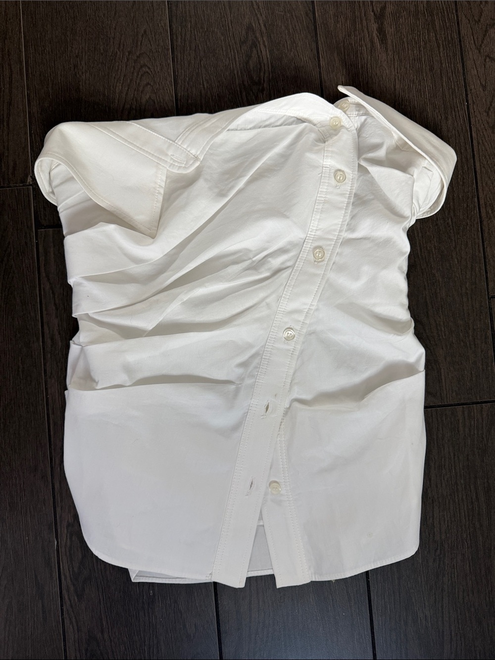ZARA ASYMMETRICAL WHITE BUTTON DOWN TUBE TOP